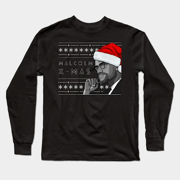 Holiday Sweater: Malcolm X-Mas Long Sleeve T-Shirt by History Tees